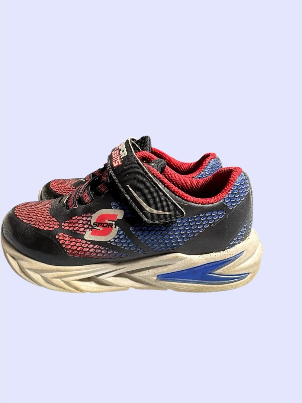 Kids Red and Blue Sport Sneakers with Hook-and-Loop Strap Size 11
